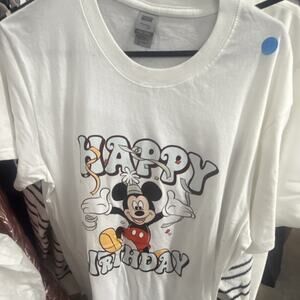 DIGIPRINT Men’s Mickey Mouse Birthday Cotton T-Shirt Crew Neck White Size L
